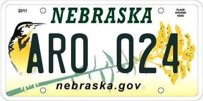 NE license plate ARO024