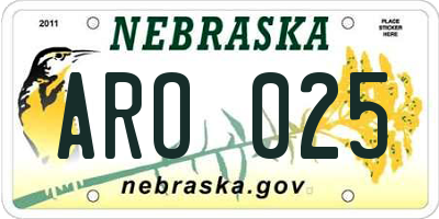 NE license plate ARO025