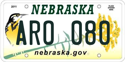 NE license plate ARO080