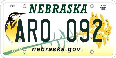 NE license plate ARO092