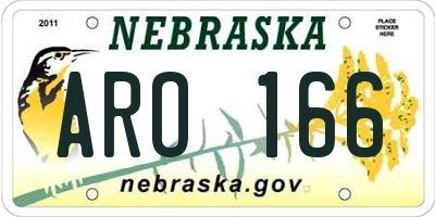 NE license plate ARO166