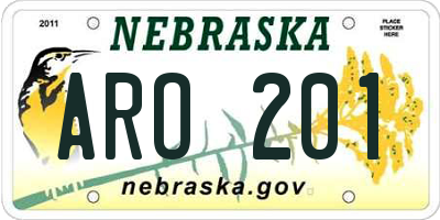 NE license plate ARO201