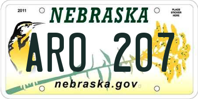 NE license plate ARO207