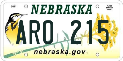 NE license plate ARO215