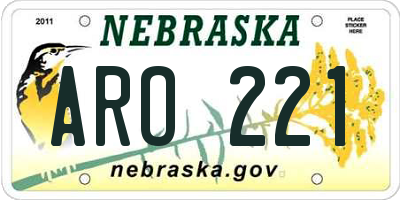 NE license plate ARO221