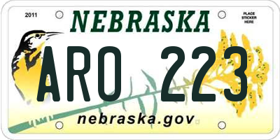 NE license plate ARO223