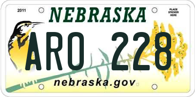 NE license plate ARO228
