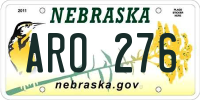 NE license plate ARO276