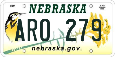 NE license plate ARO279