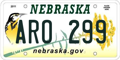 NE license plate ARO299