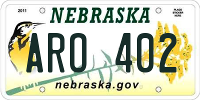 NE license plate ARO402