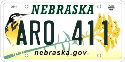 NE license plate ARO411