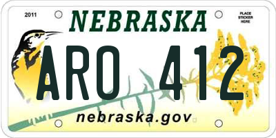 NE license plate ARO412