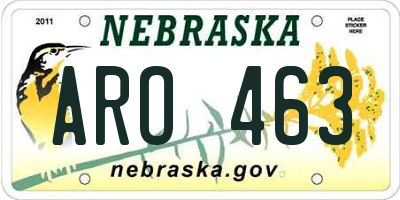 NE license plate ARO463