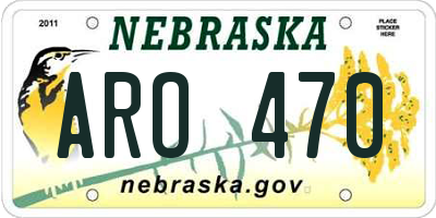 NE license plate ARO470