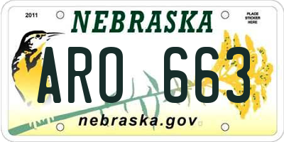 NE license plate ARO663