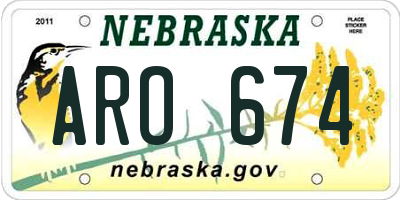 NE license plate ARO674
