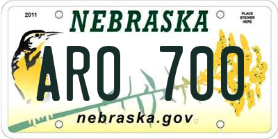 NE license plate ARO700