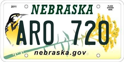 NE license plate ARO720