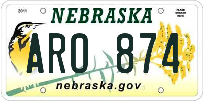 NE license plate ARO874
