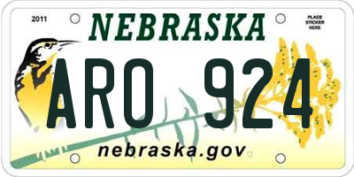 NE license plate ARO924