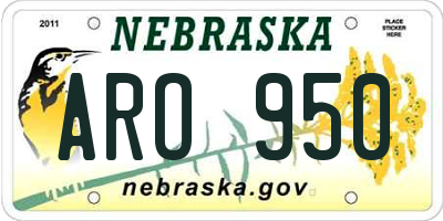NE license plate ARO950