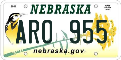 NE license plate ARO955