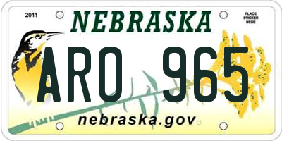 NE license plate ARO965