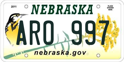NE license plate ARO997