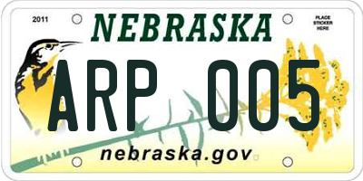 NE license plate ARP005