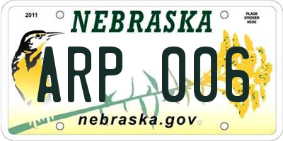 NE license plate ARP006