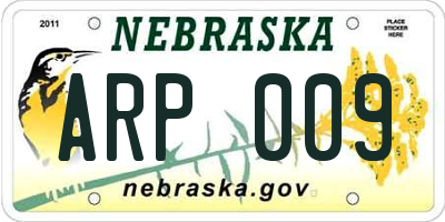 NE license plate ARP009
