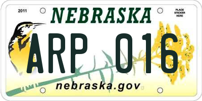 NE license plate ARP016