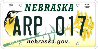NE license plate ARP017