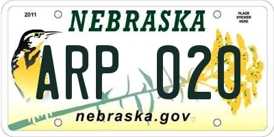 NE license plate ARP020