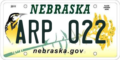 NE license plate ARP022