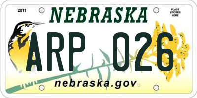 NE license plate ARP026