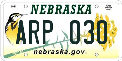 NE license plate ARP030