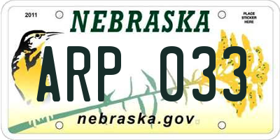 NE license plate ARP033