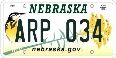 NE license plate ARP034