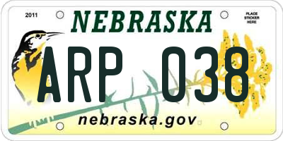 NE license plate ARP038