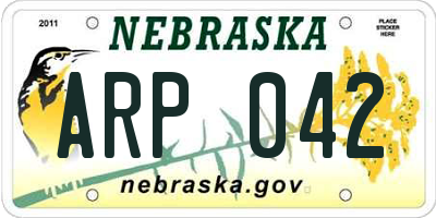 NE license plate ARP042