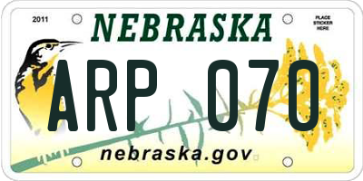 NE license plate ARP070