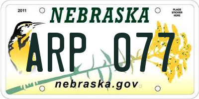 NE license plate ARP077