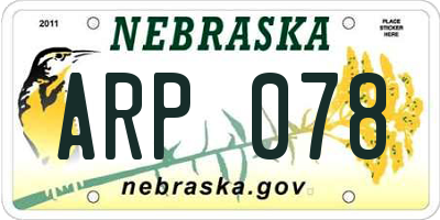 NE license plate ARP078