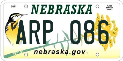 NE license plate ARP086