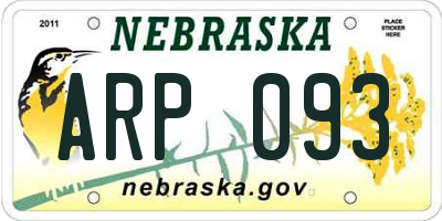 NE license plate ARP093