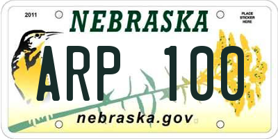 NE license plate ARP100