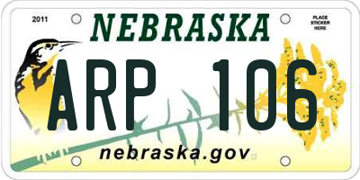 NE license plate ARP106