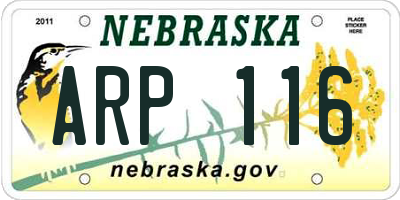 NE license plate ARP116